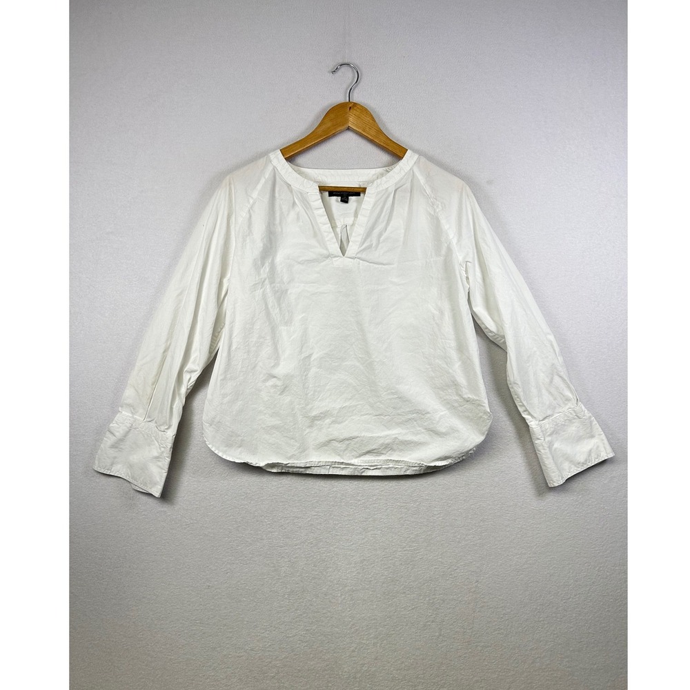 Banana Republic White V Neck Long‎ Sleeve Tunic Top Women Medium 100% Cotton